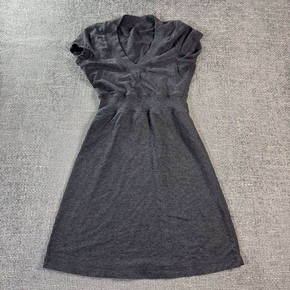 Lululemon Knit Mini Dress Women S Grey V-Neck Empire Waist Athleisure Y2K